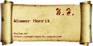 Wimmer Henrik névjegykártya